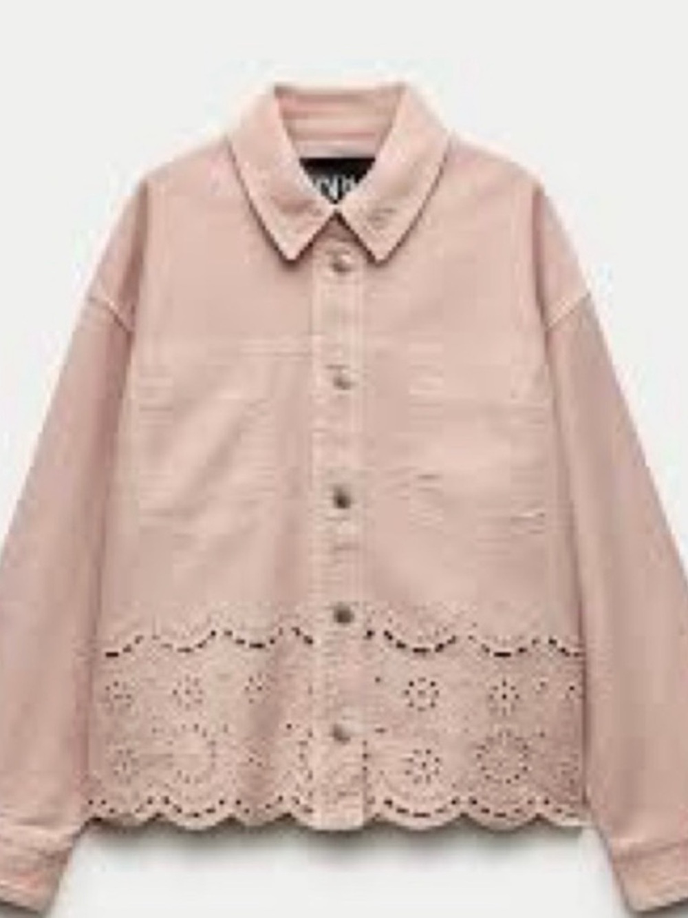 Zara Pale Pink Button-Front Shirt Jacket